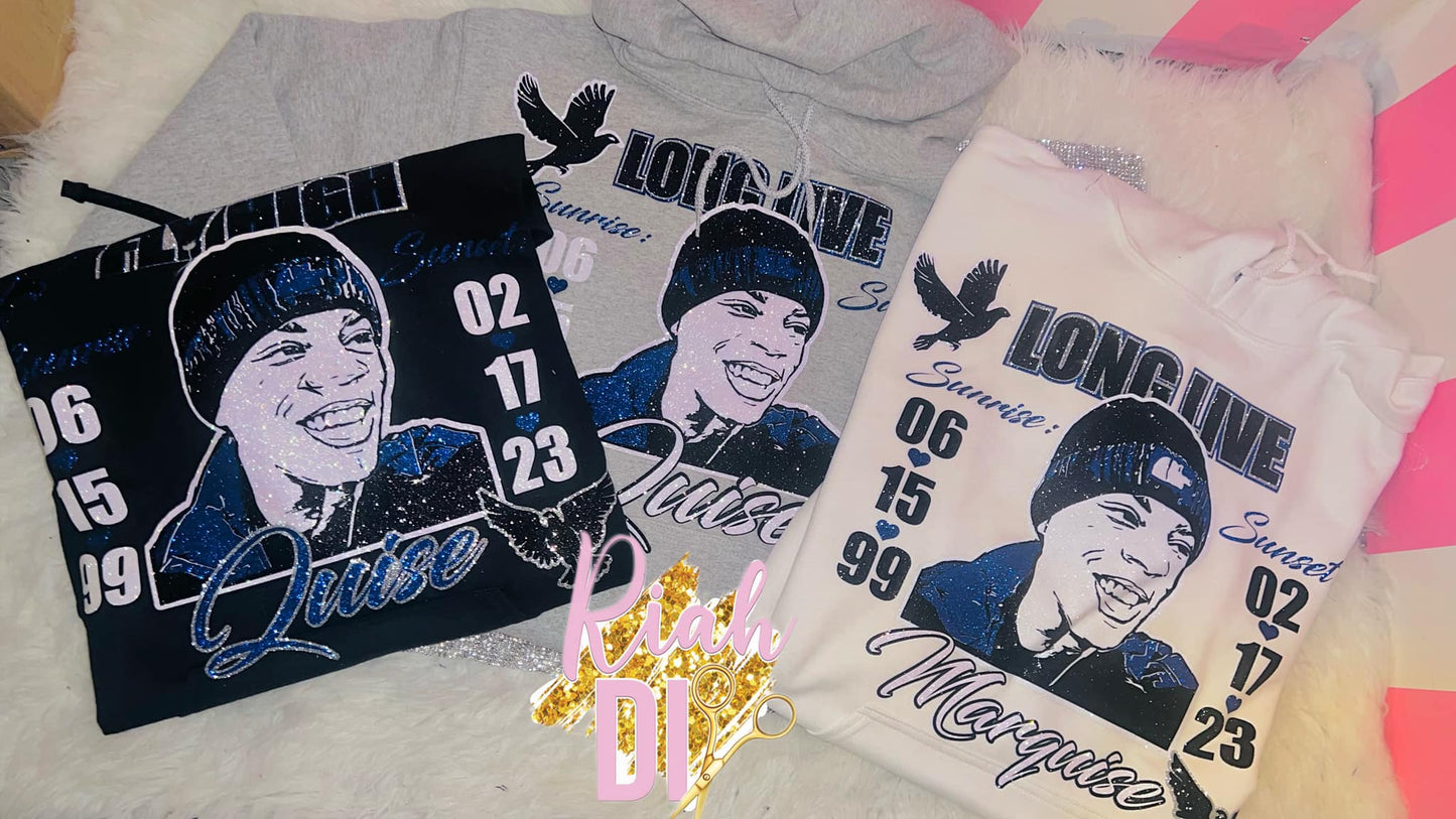 Sudadera con capucha y cara brillante