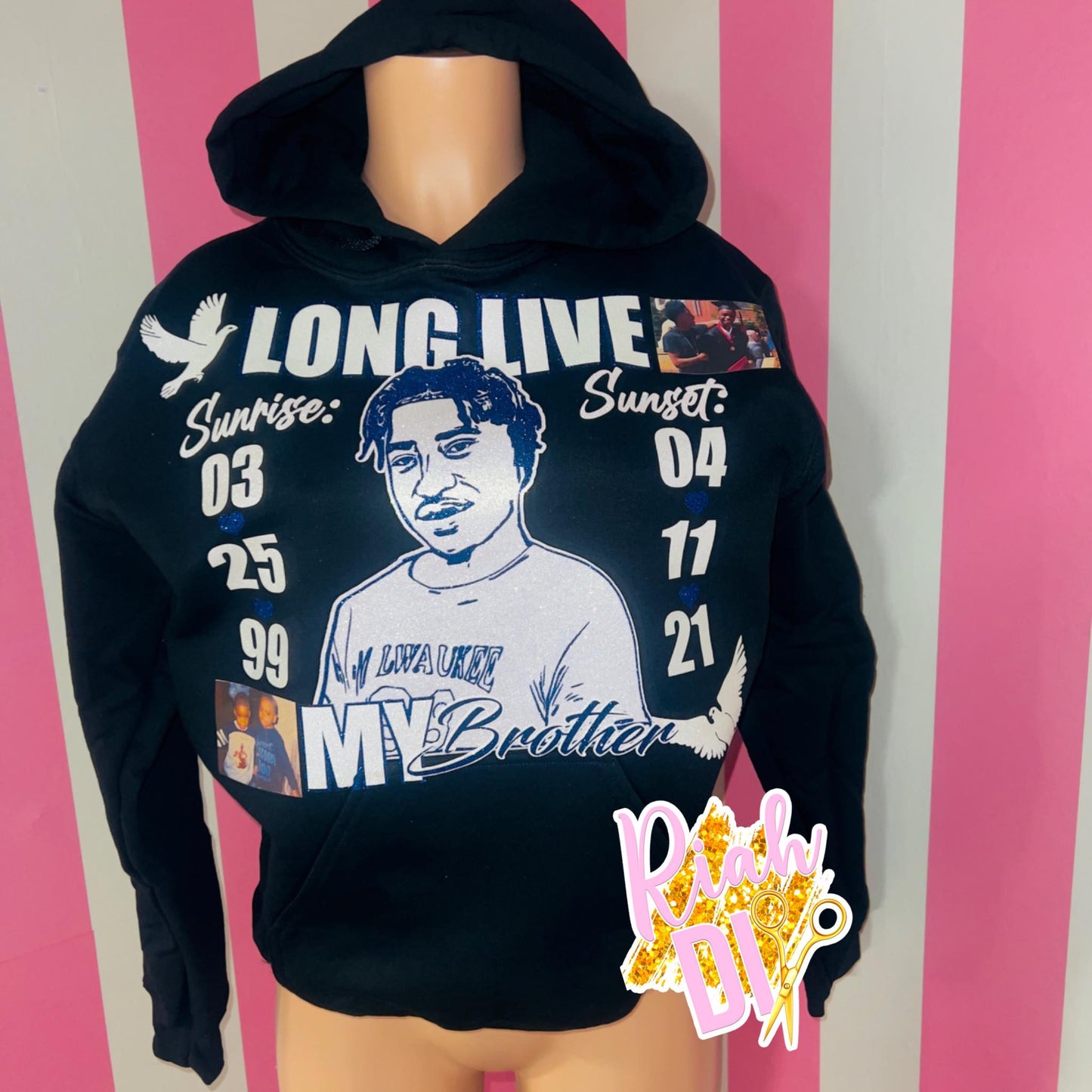 Sudadera con capucha y cara brillante