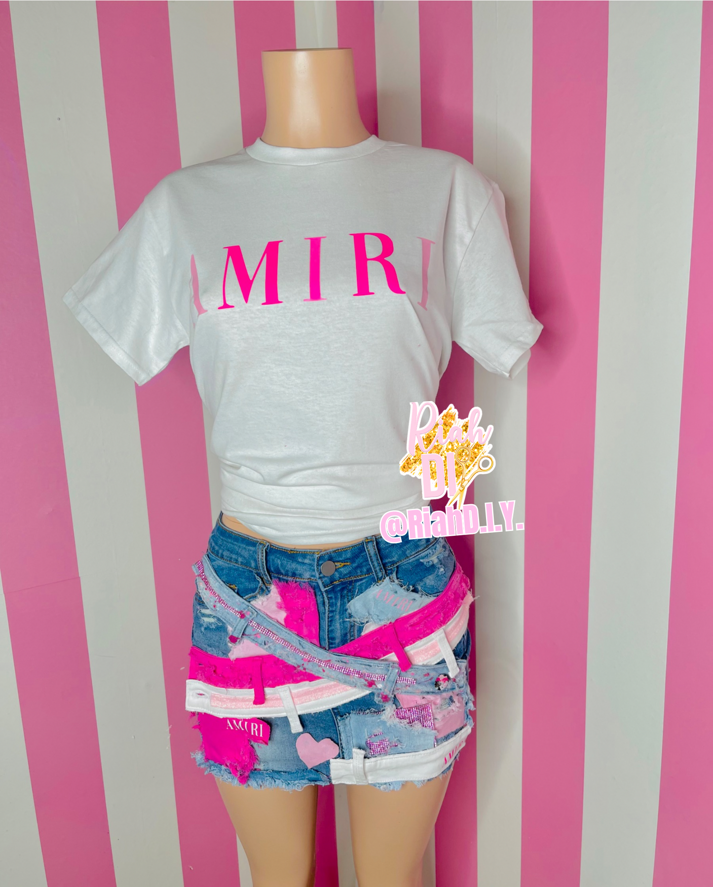 Conjunto de falda vaquera con camiseta