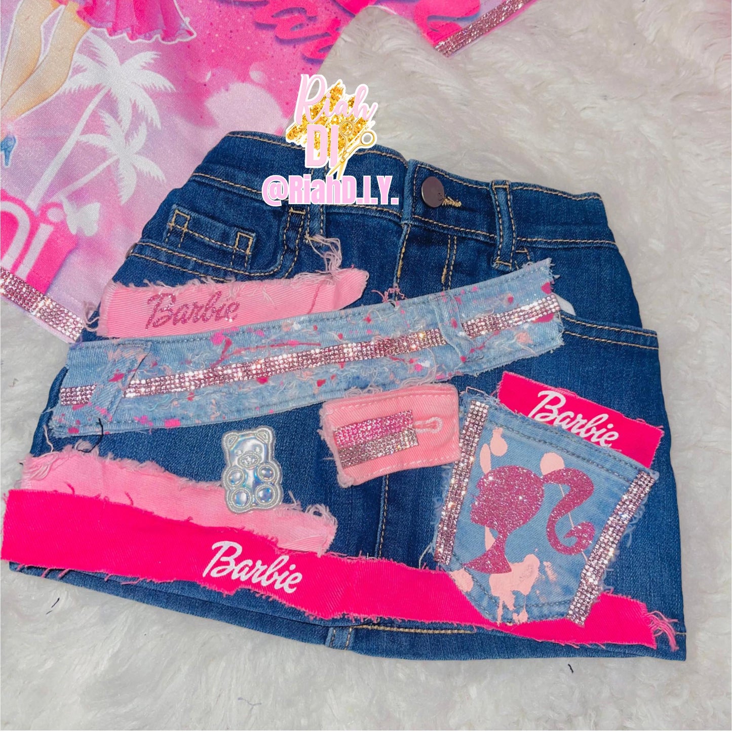 Conjunto de falda vaquera juvenil con camiseta 3D