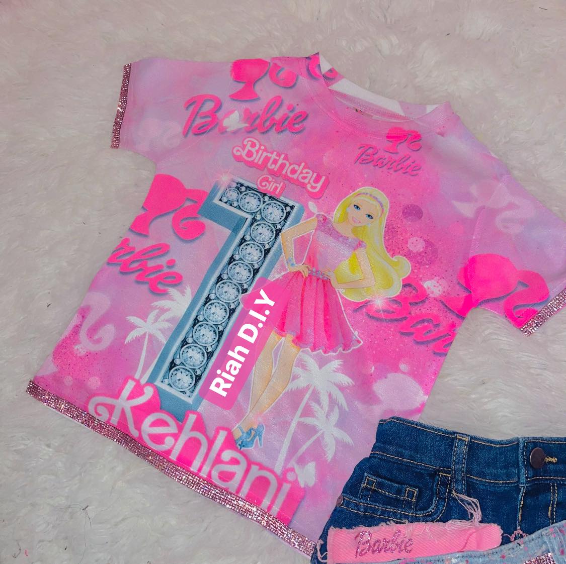 Conjunto de falda vaquera juvenil con camiseta 3D