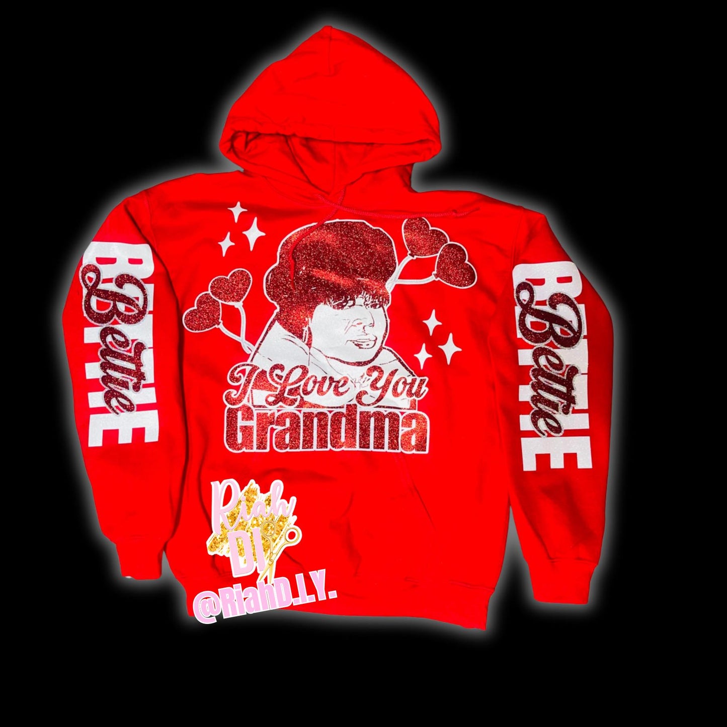 Sudadera con capucha y mangas con cara brillante