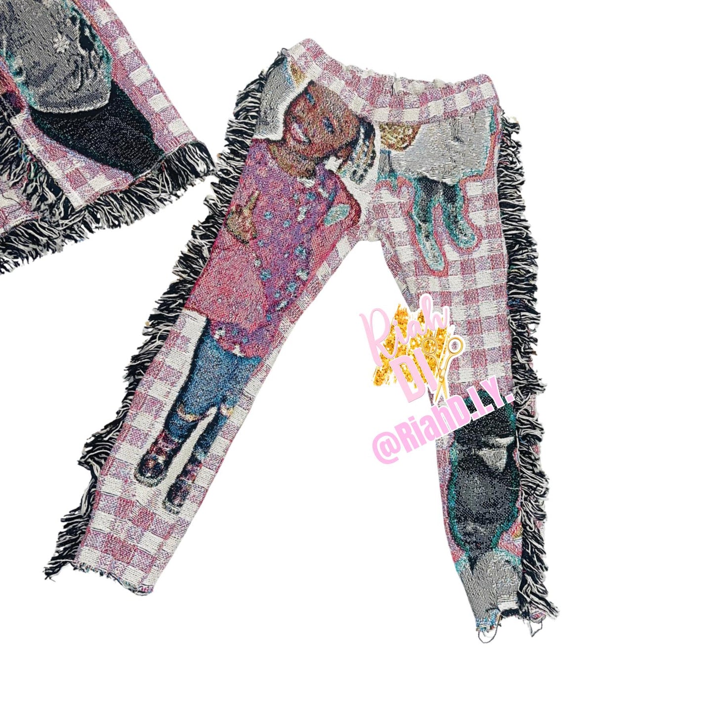 Conjunto de cárdigan y pantalón de tapiz para niño/a pequeño/a