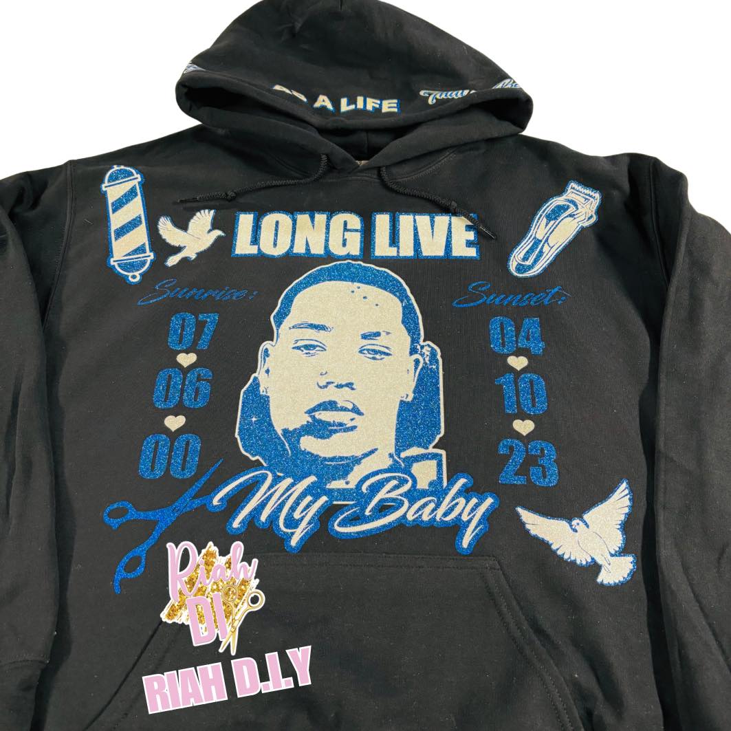 Sudadera con capucha y cara brillante