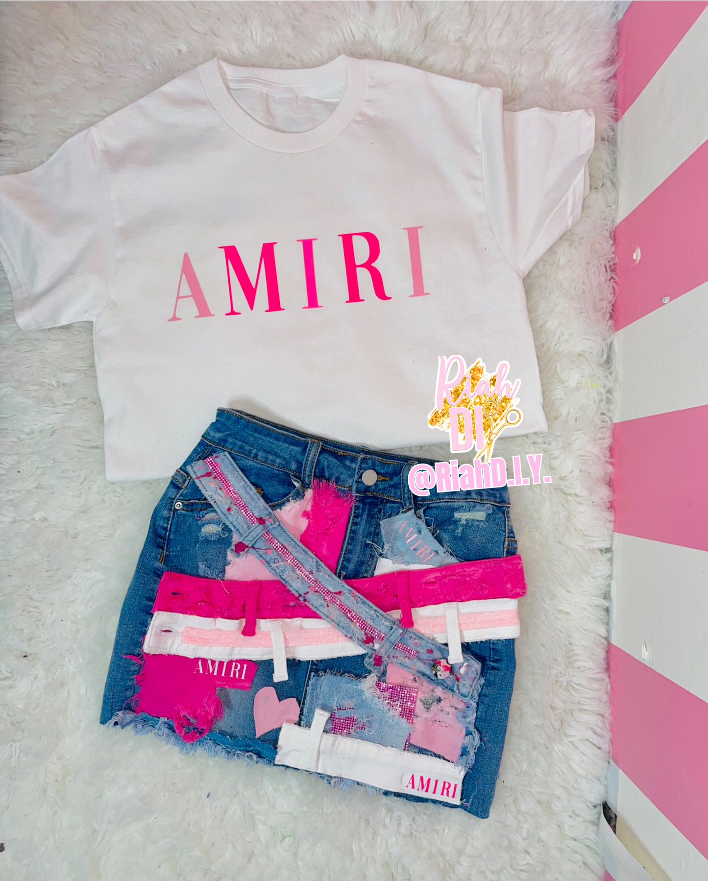 Conjunto de falda vaquera con camiseta