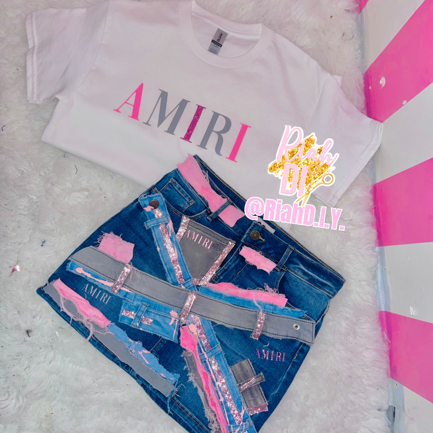 Conjunto de falda vaquera con camiseta