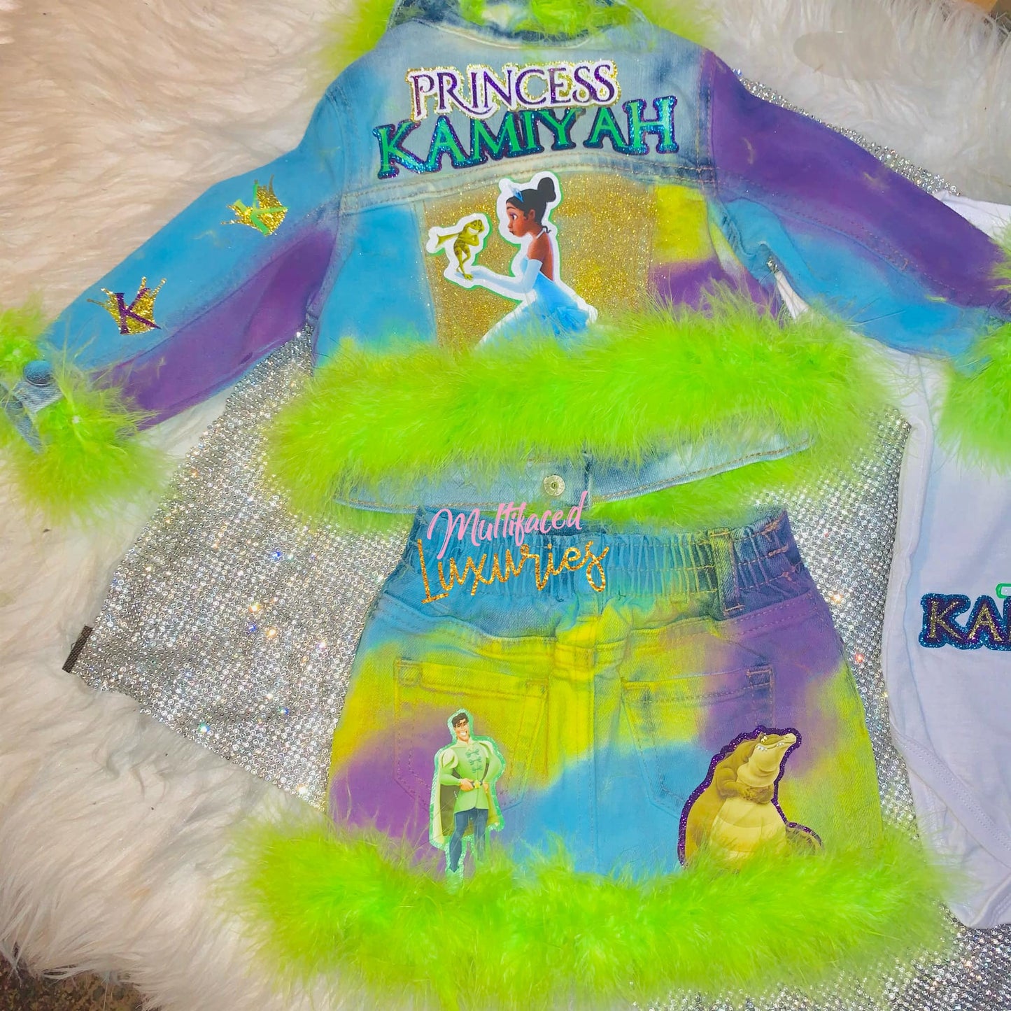 Conjunto de falda y short vaquero para niña