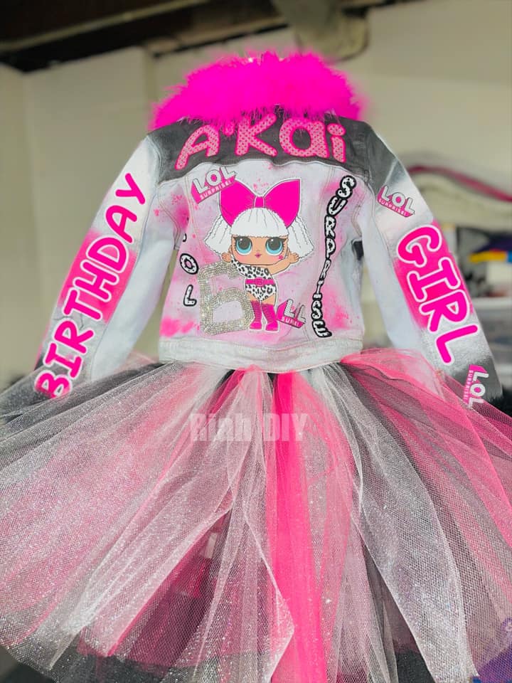 Conjunto de tutú y chaqueta vaquera para niña