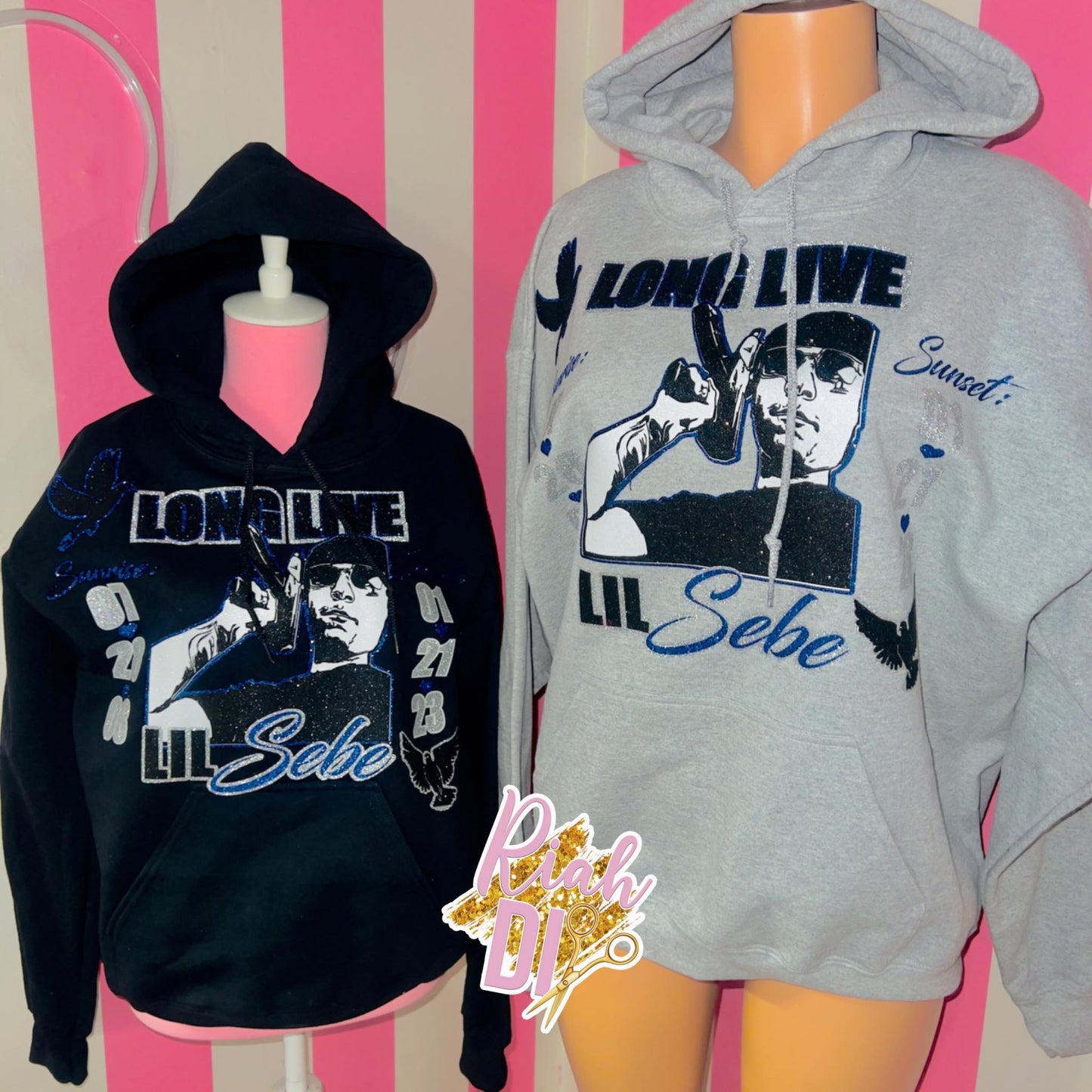 Sudadera con capucha y cara brillante