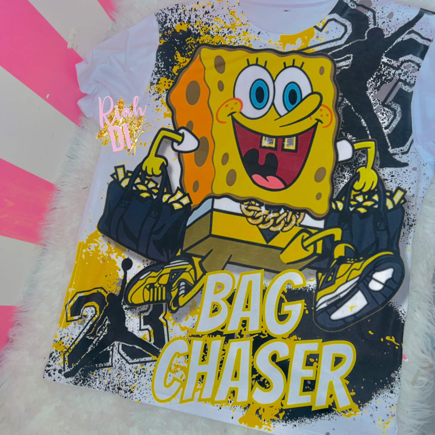 Spongebob Bag Chaser Lightning 4's 3D Tee