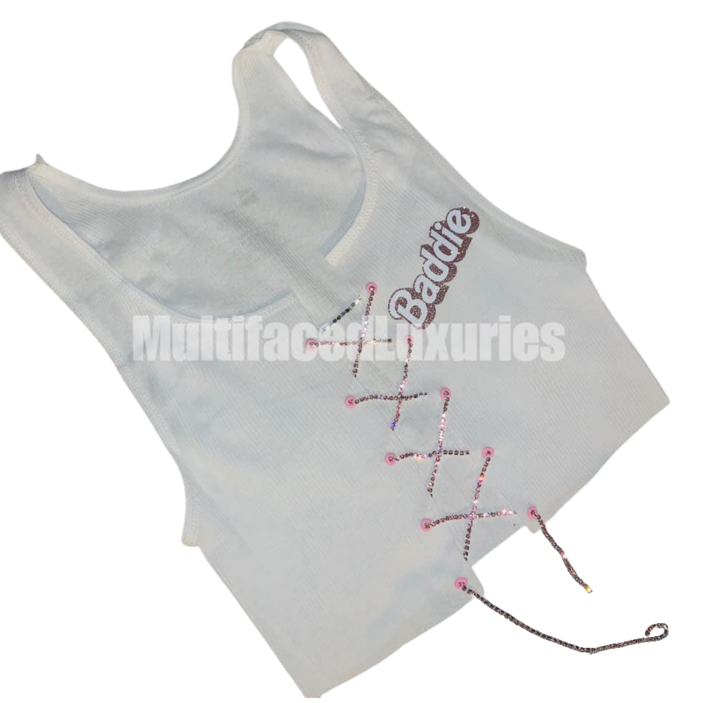 Baddie Slit Diamanté Crop Top