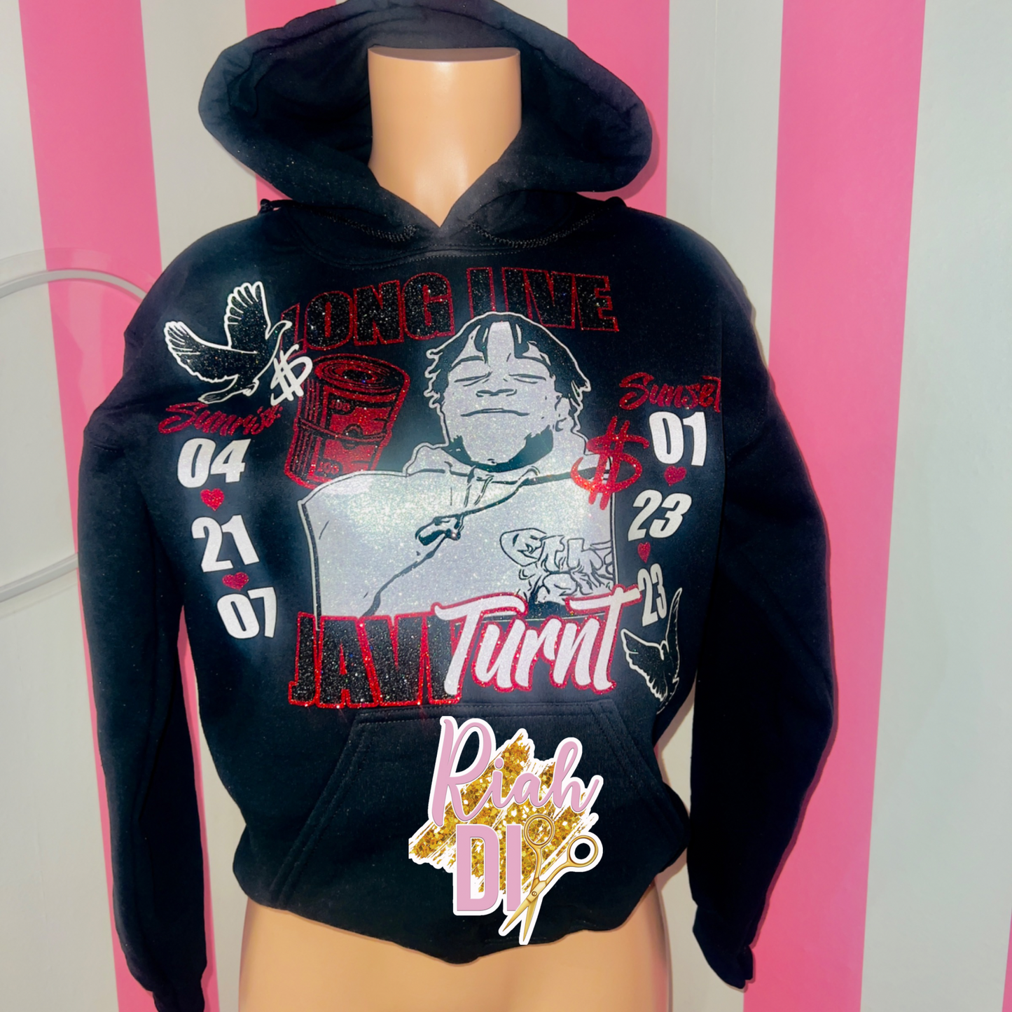Sudadera con capucha y cara brillante
