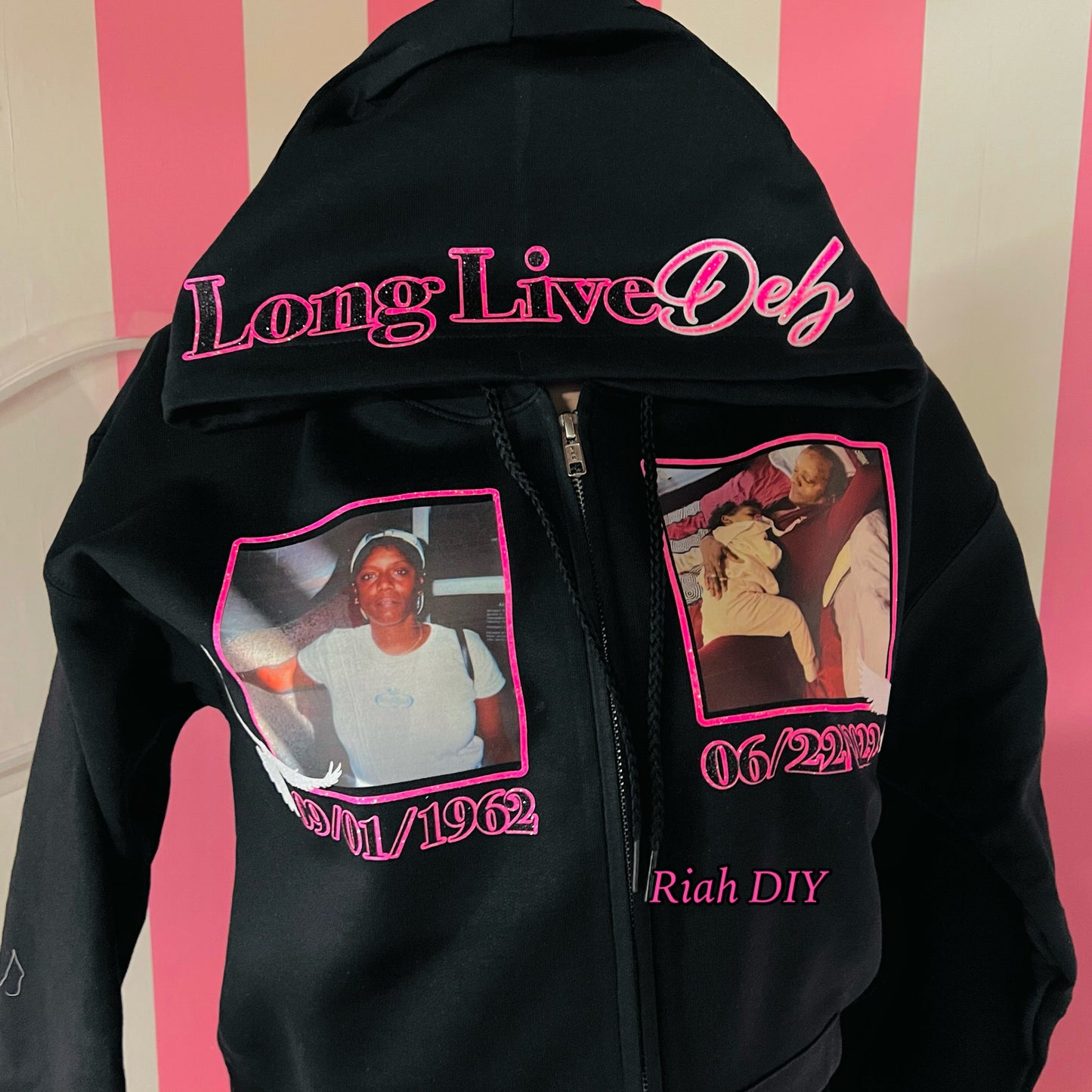 Sudadera con capucha básica con imagen y cara brillante