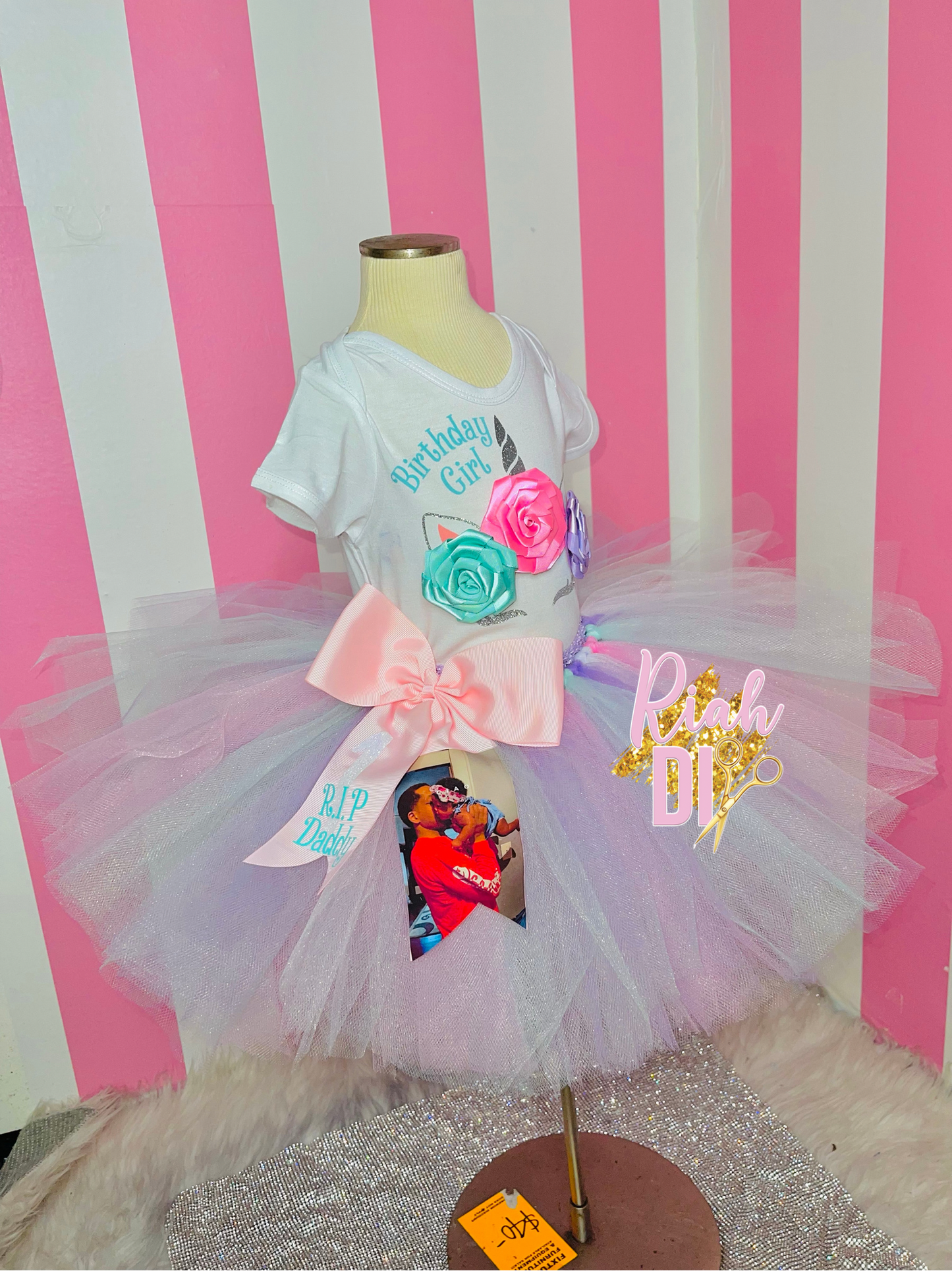 Conjunto de tutú de unicornio pastel