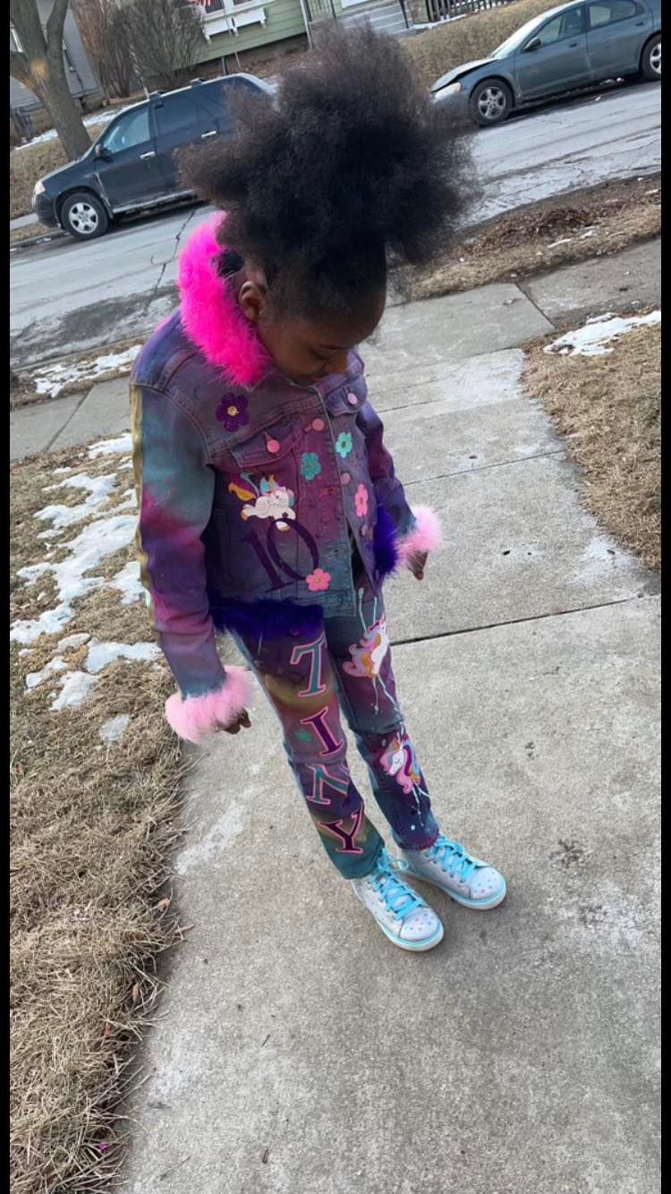 Conjunto de chaqueta y pantalón vaquero para niña