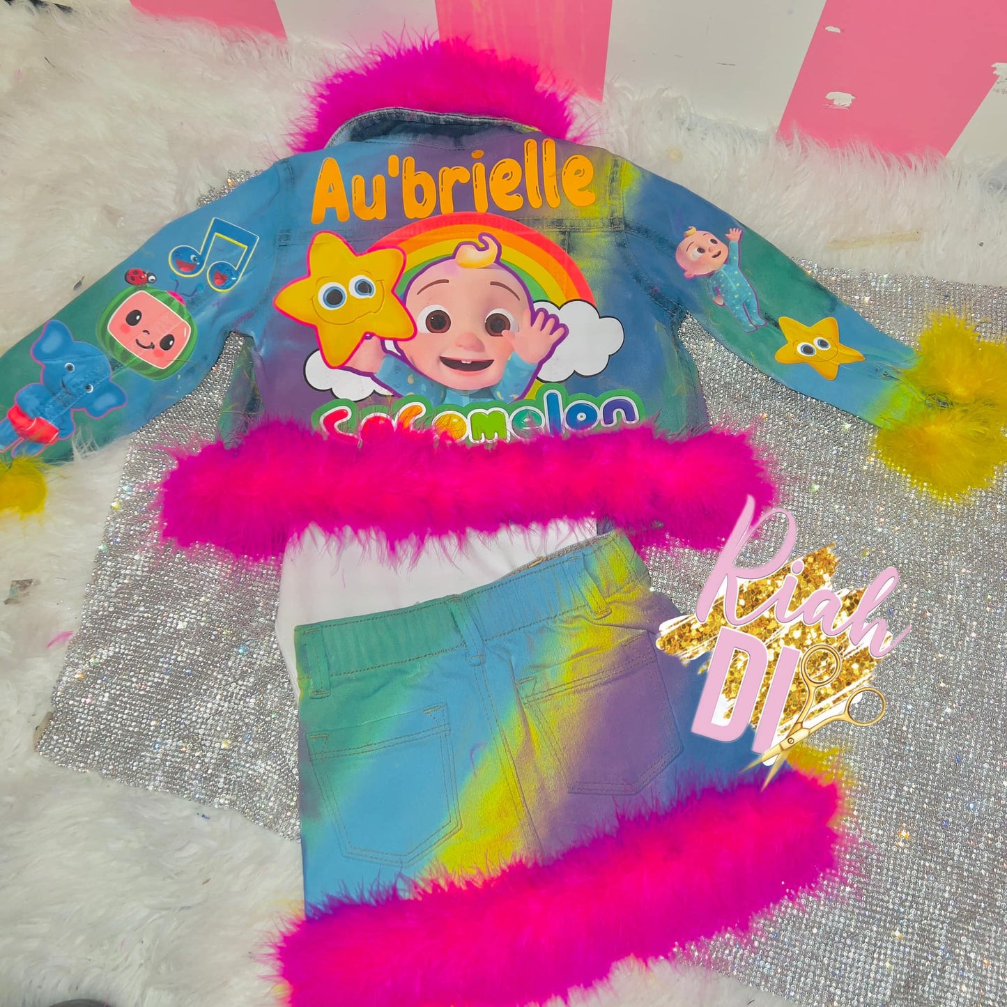 Conjunto de falda y short vaquero para niña