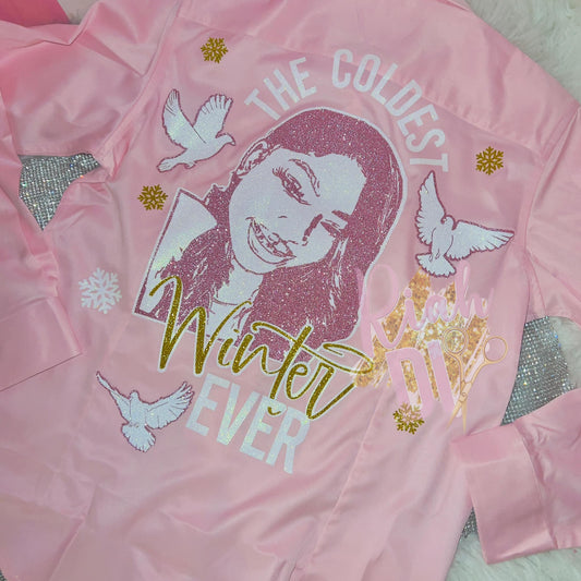 Camisa con botones y cara brillante con 3 imágenes al frente