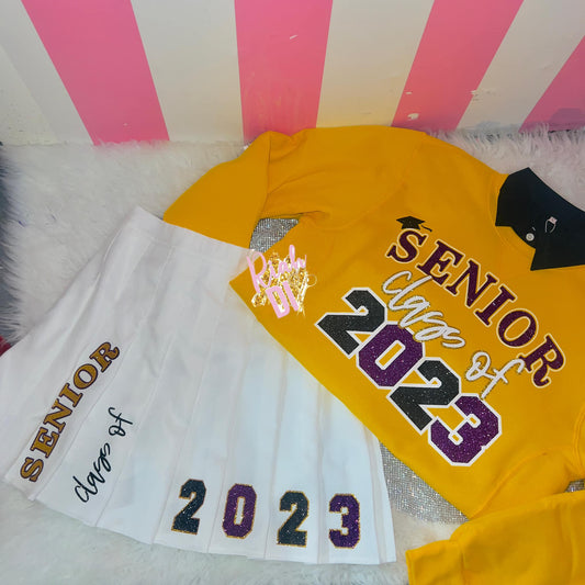 Conjunto de falda plisada con corazón curvo para seniors