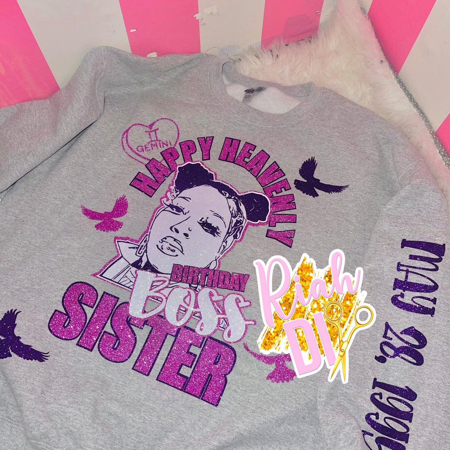 Adult Glitter Face Sweatshirt