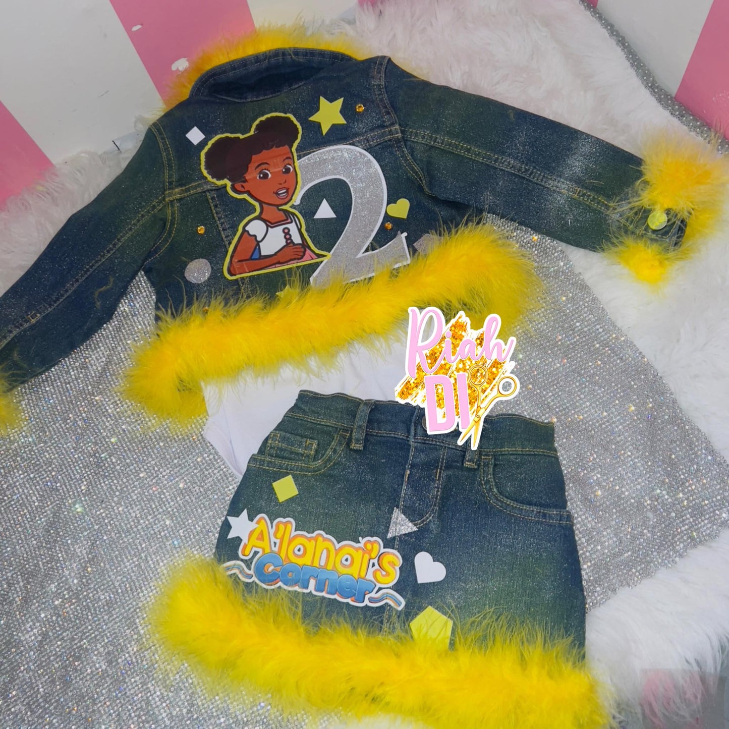 Conjunto de falda y short vaquero para niña