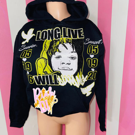 Sudadera con capucha y cara brillante