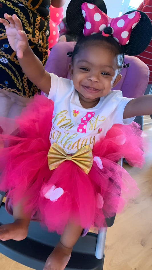 Conjunto de tutú rosa y dorado de Minnie Mouse