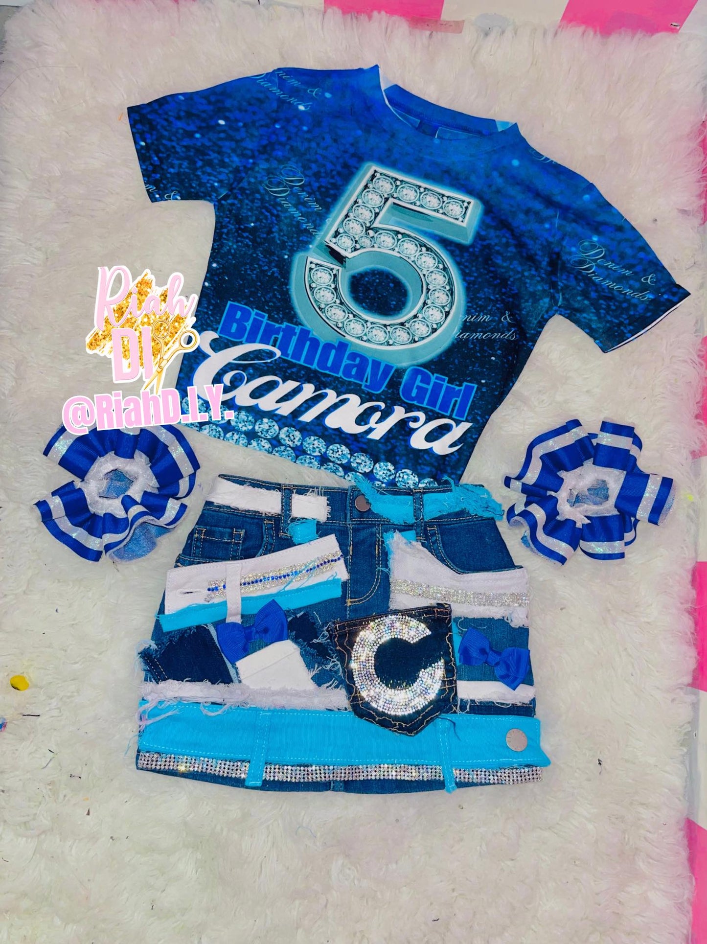 Conjunto de falda vaquera juvenil con camiseta 3D