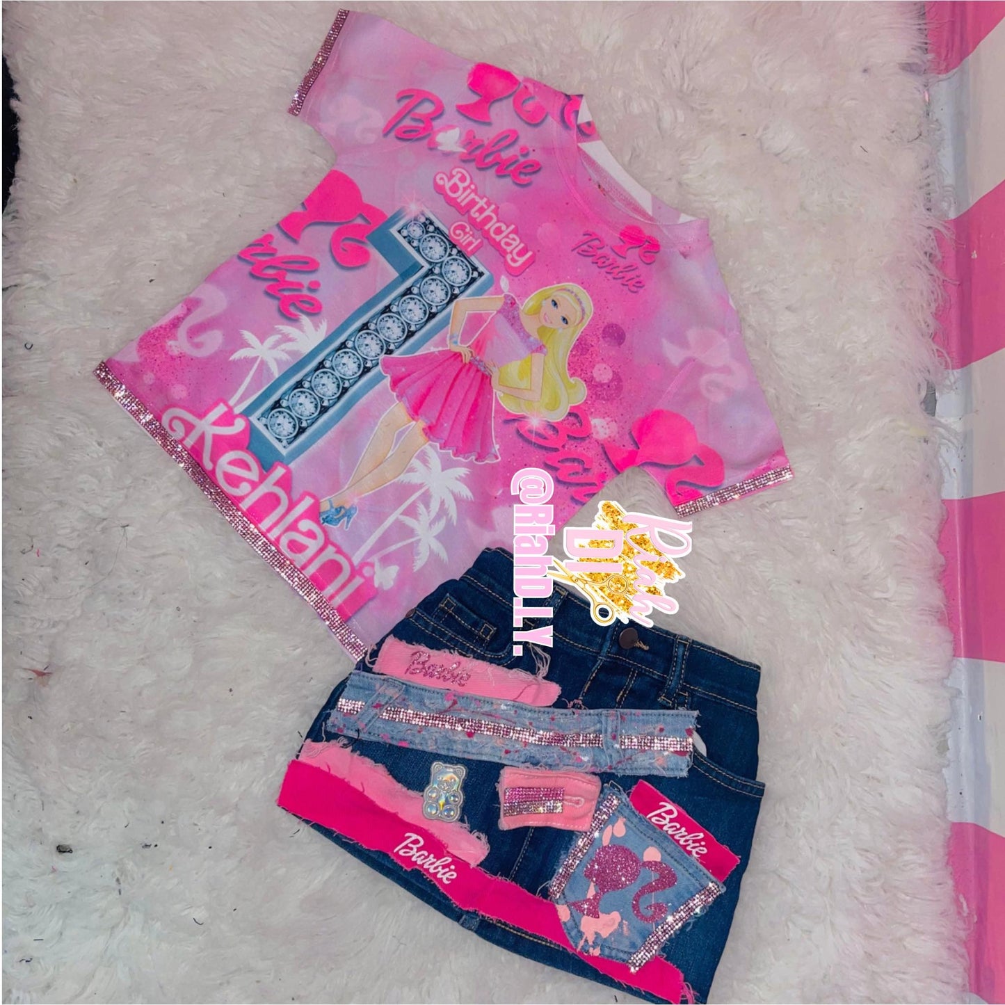 Conjunto de falda vaquera juvenil con camiseta 3D