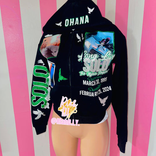 Sudadera con capucha completamente esmaltada con cara brillante