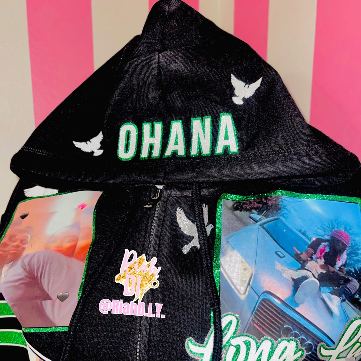 Sudadera con capucha completamente esmaltada con cara brillante