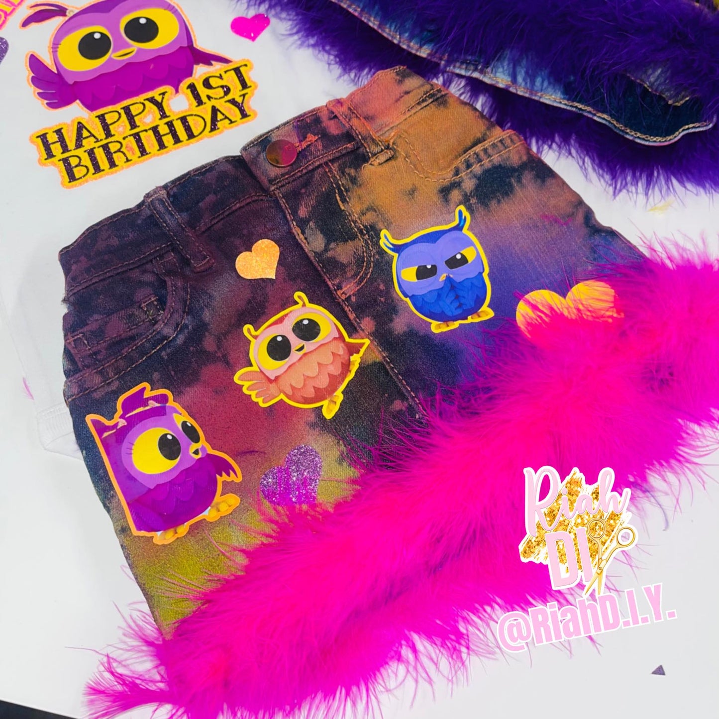 Conjunto de falda y short vaquero para niña
