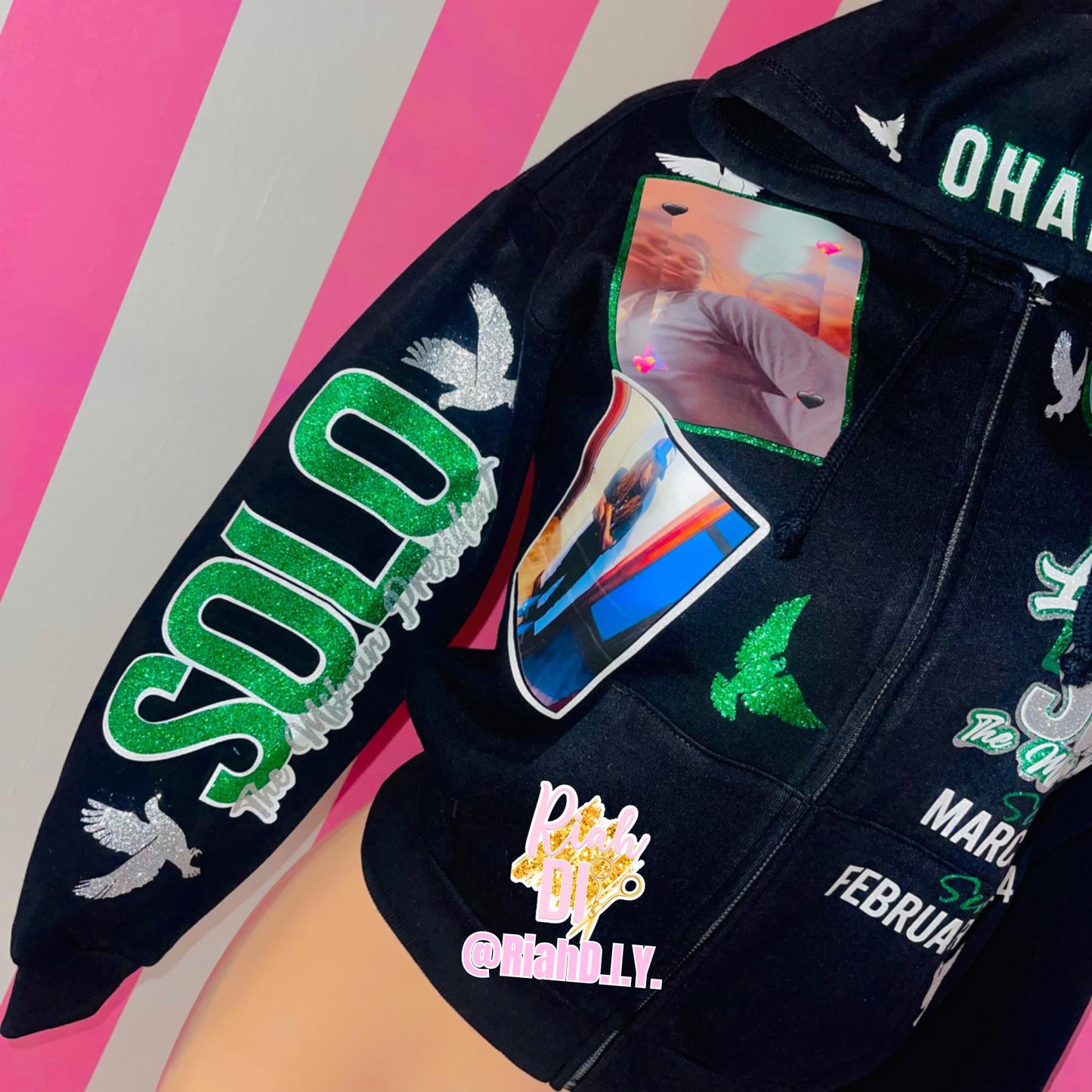 Sudadera con capucha completamente esmaltada con cara brillante