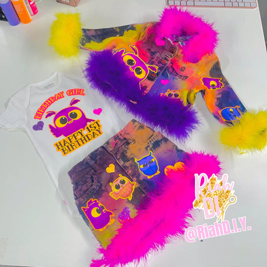 Conjunto de falda y short vaquero para niña