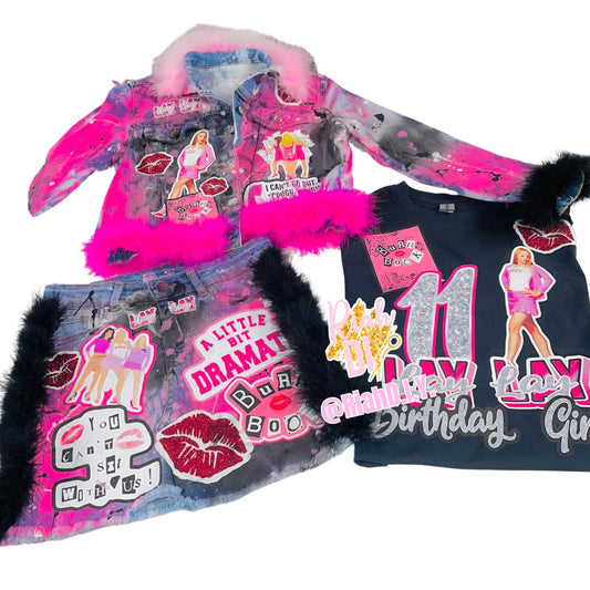 Conjunto de falda y short vaquero para niña