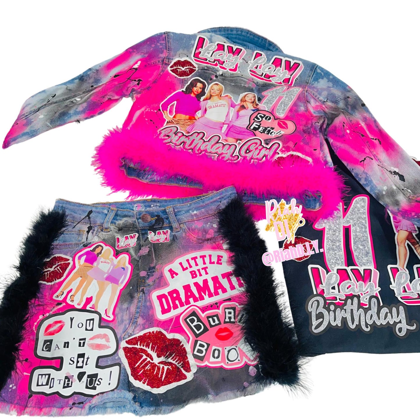 Conjunto de falda y short vaquero para niña