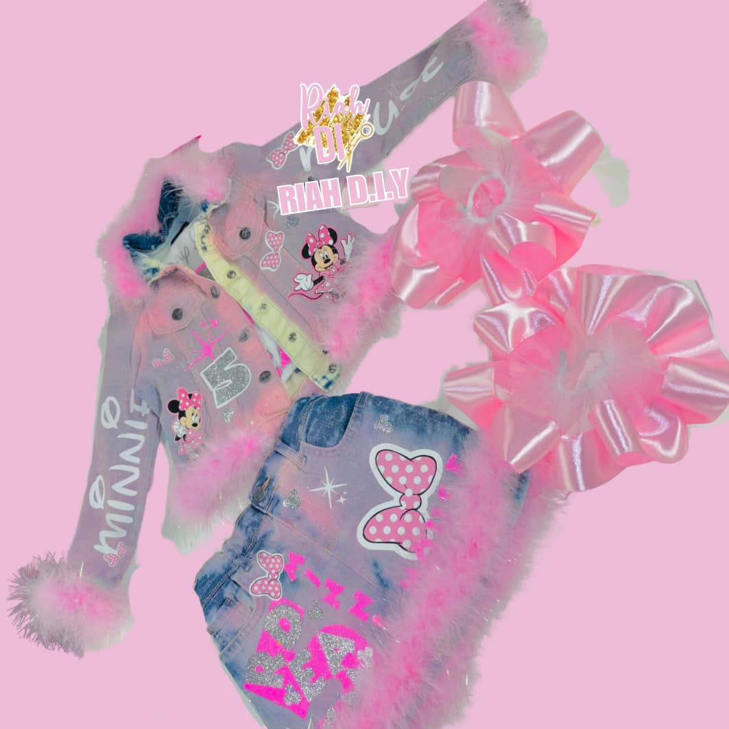 Conjunto de falda y short vaquero para niña