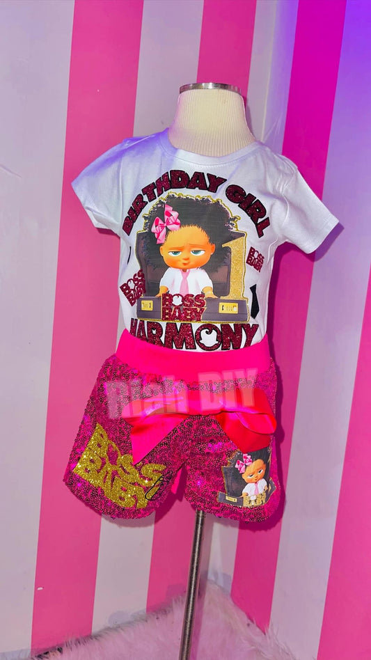 Conjunto corto de lentejuelas Boss Baby