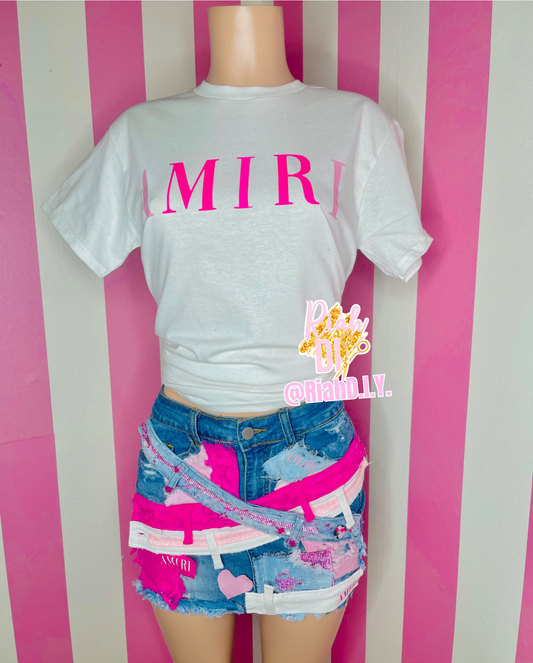 Conjunto de falda vaquera con camiseta