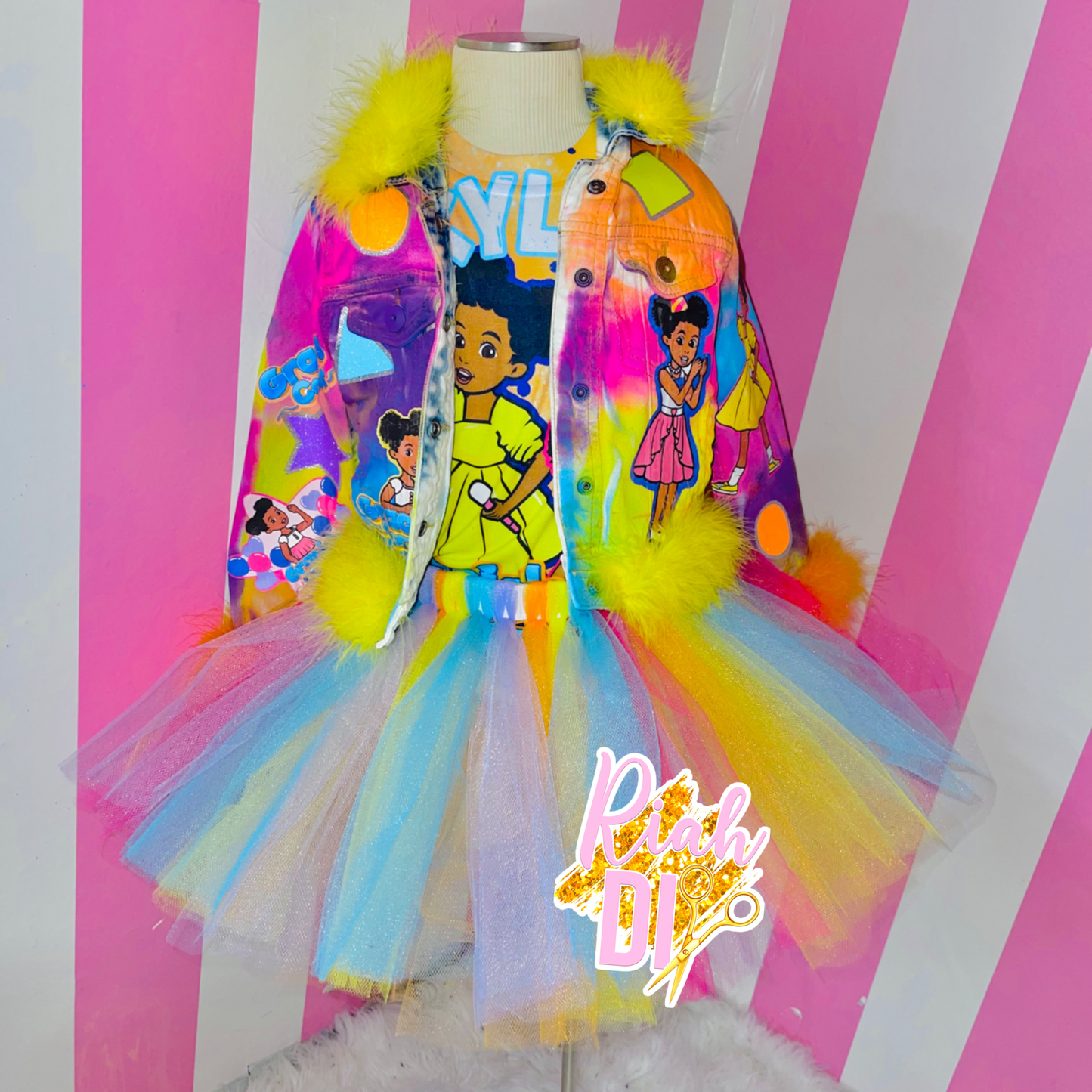 Conjunto de tutú y chaqueta vaquera para niña