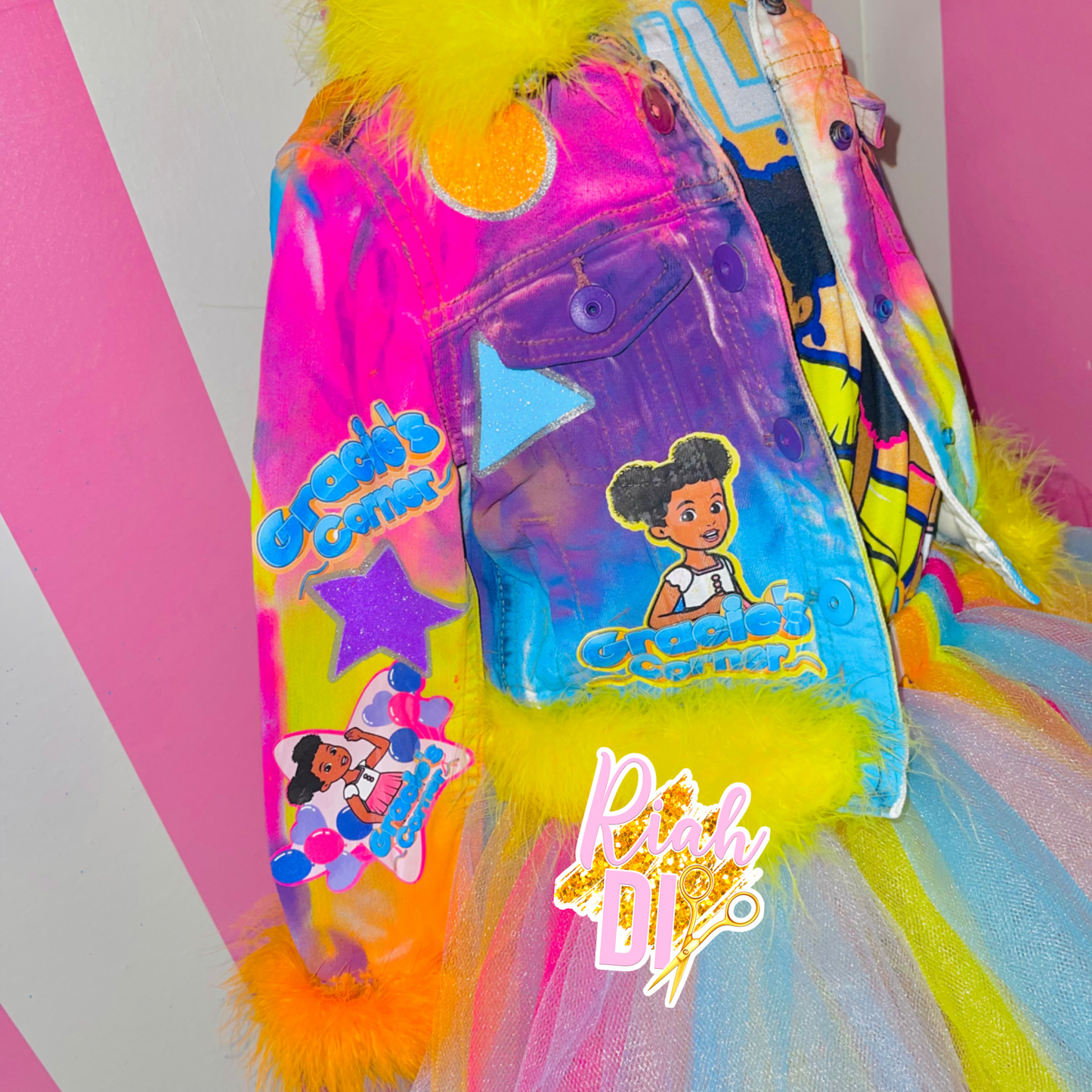 Conjunto de tutú y chaqueta vaquera para niña