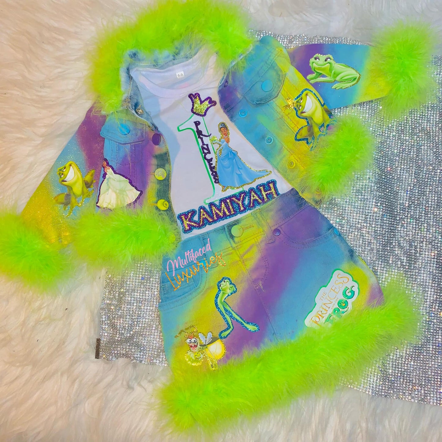 Conjunto de falda y short vaquero para niña