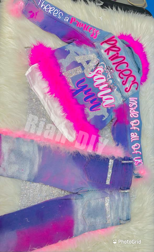 Conjunto de chaqueta y pantalón vaquero para niña