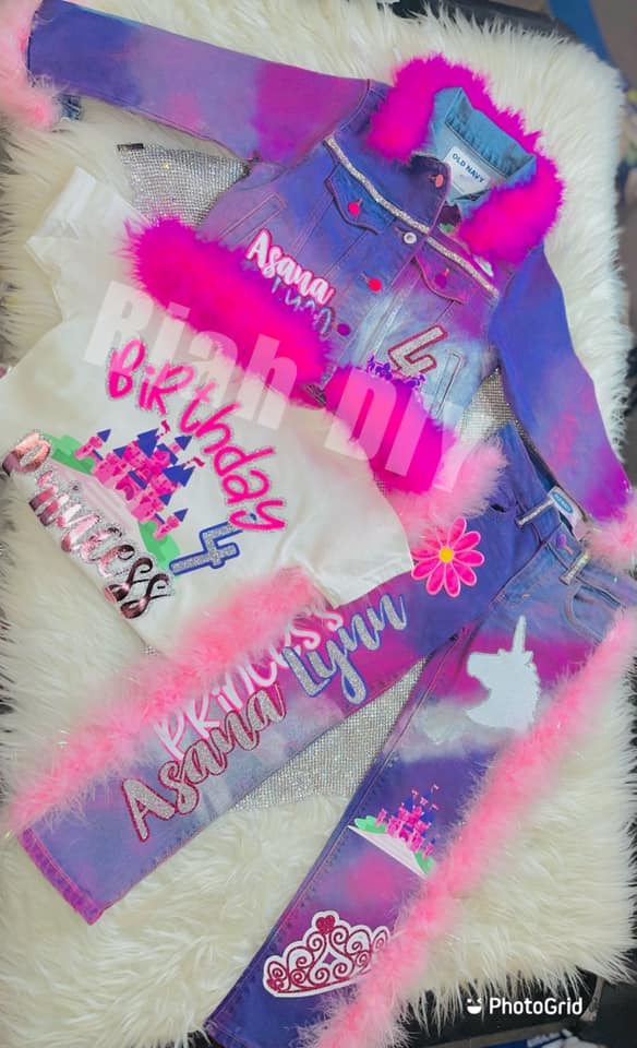 Conjunto de chaqueta y pantalón vaquero para niña