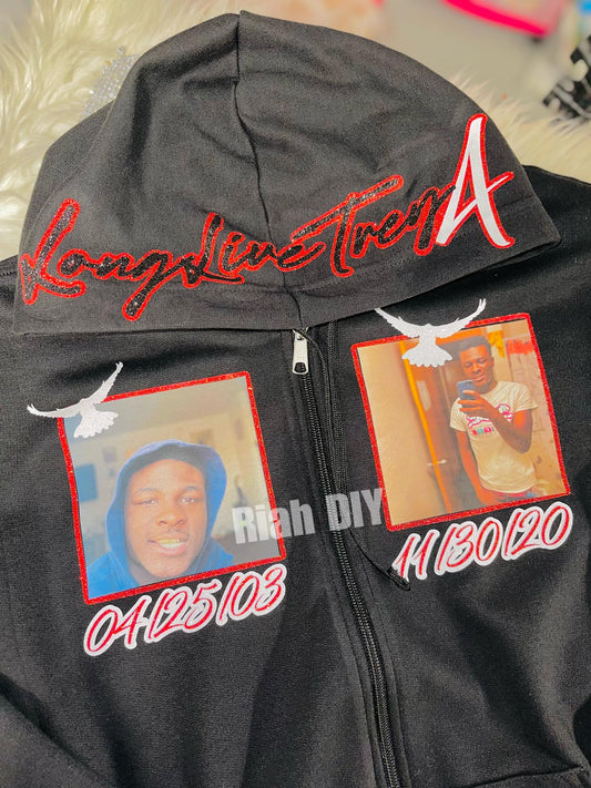 Sudadera con capucha básica con imagen y cara brillante