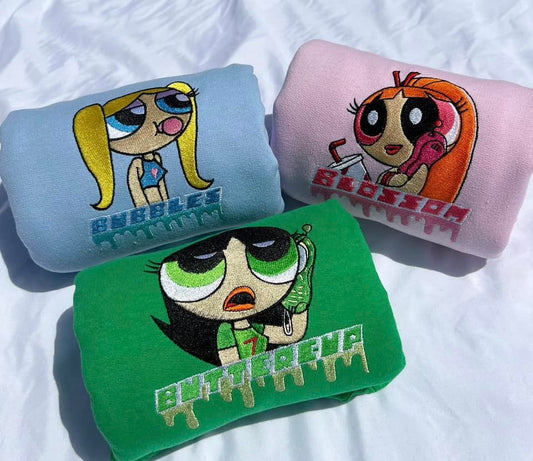Sudadera bordada con estética de Chica Superpoderosa