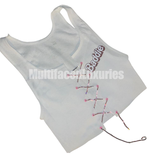 Baddie Slit Diamanté Crop Top