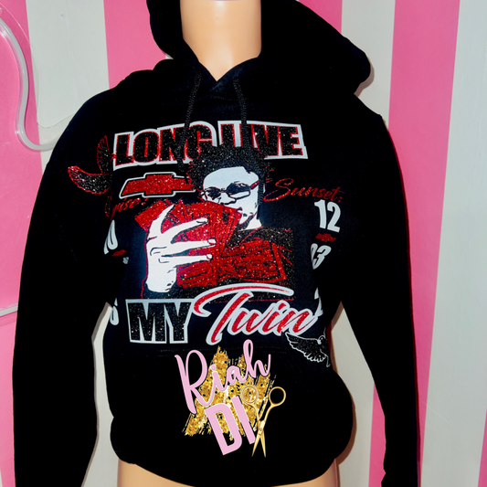 Sudadera con capucha y cara brillante