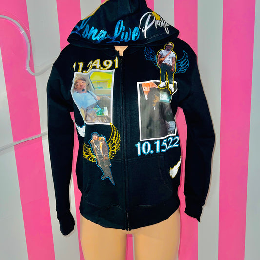 Sudadera con capucha completamente esmaltada con cara brillante