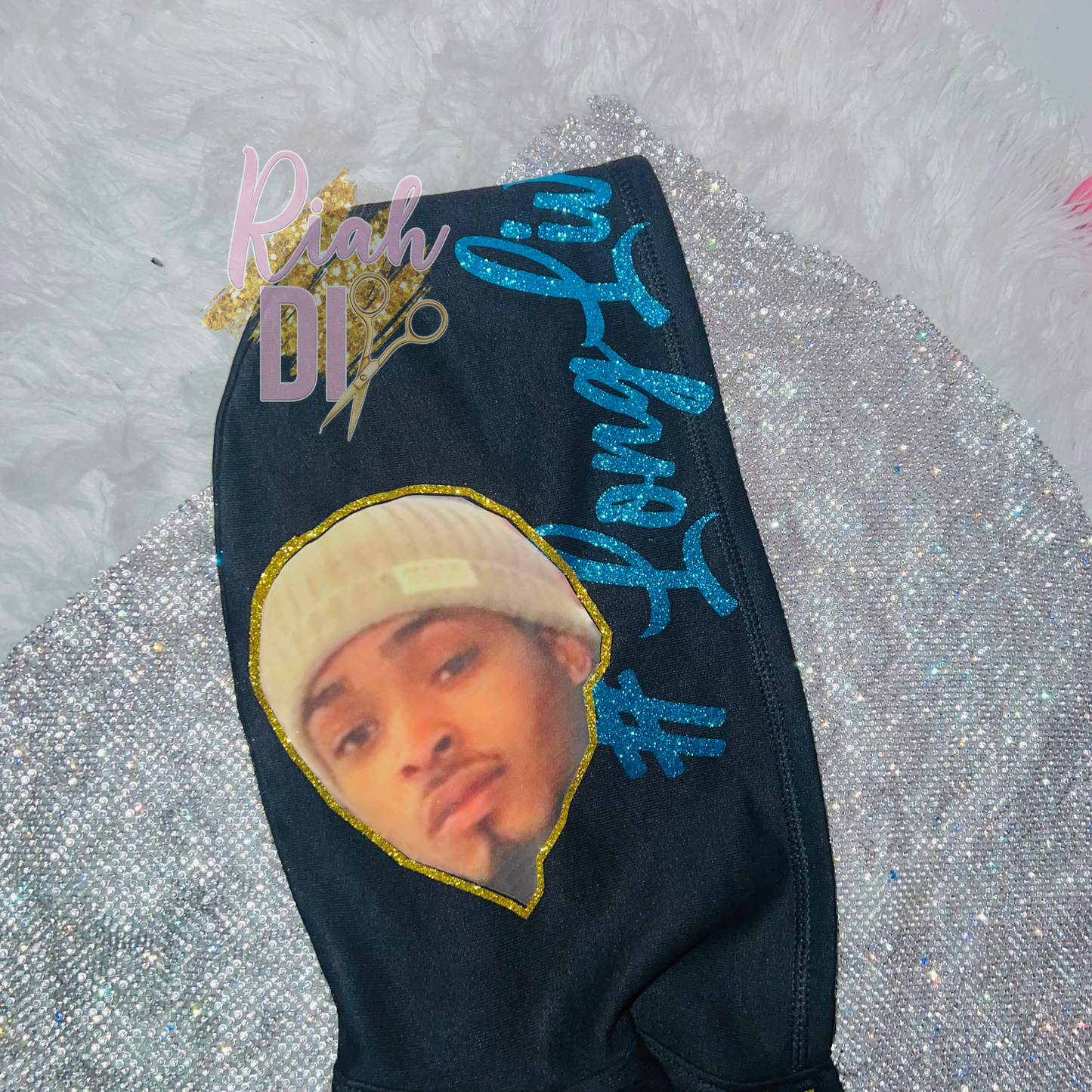 Sudadera con capucha completamente esmaltada con cara brillante