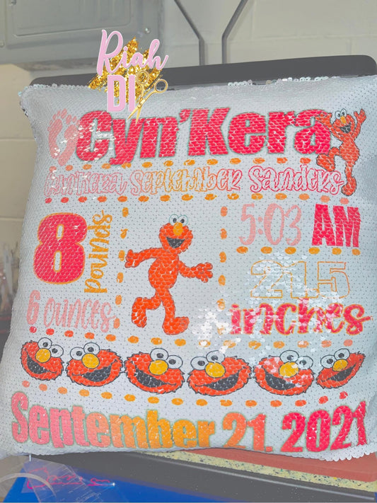 Birth Announcement Sequin Pillowcase